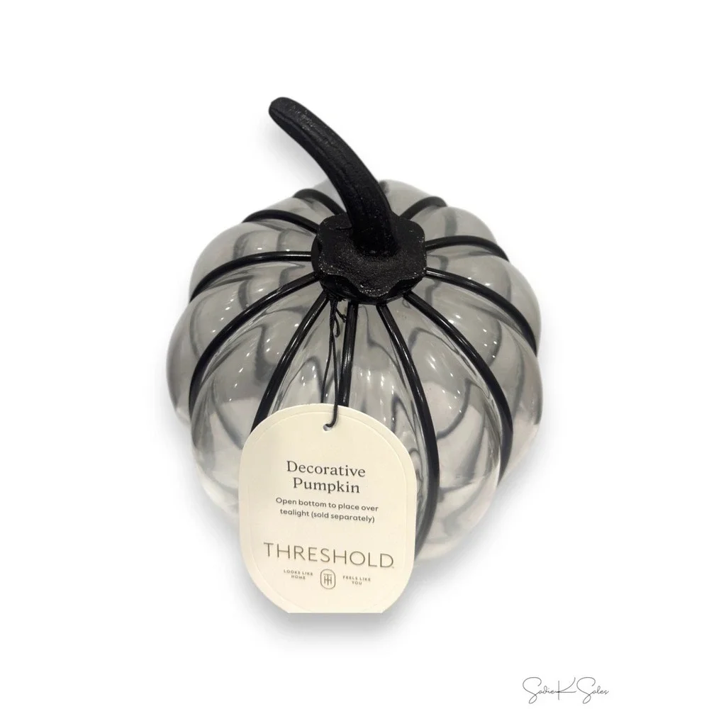 Tall Metal and Glass Halloween Pumpkin - Threshold, Target